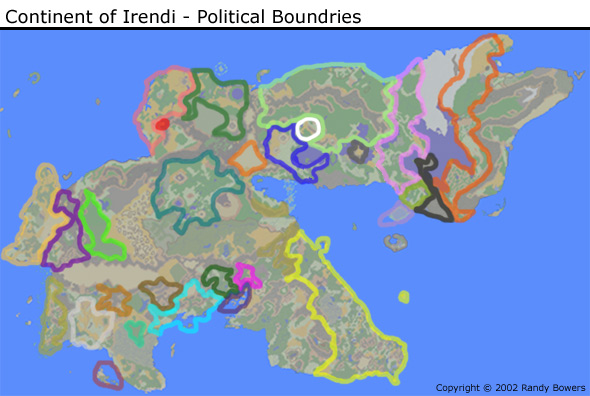 Political map of the Continent of Irendi